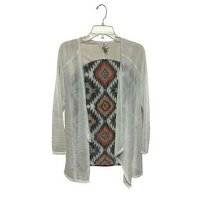 Divine Doll White Floral Print Tunic Top Shirt Women's Medium USA